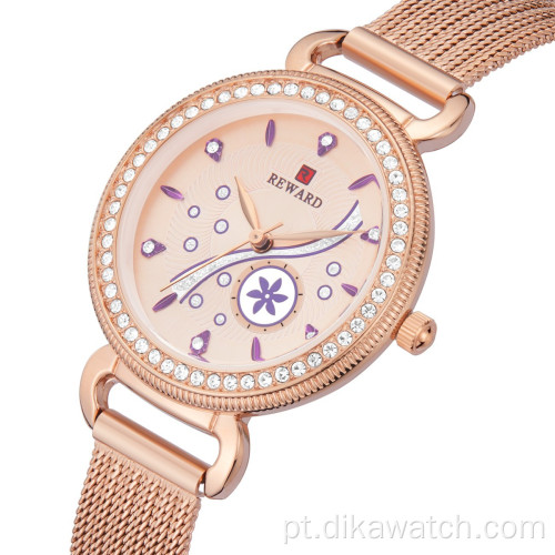 REWARD RD22004L Relógios femininos de quartzo Relojes femininos de luxo chique de marca superior em aço inoxidável.